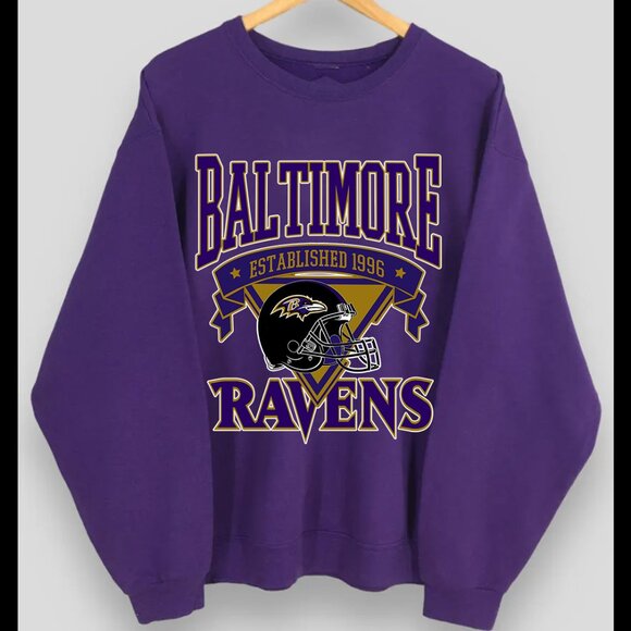 Baltimore Ravens Sweatshirts, Est.1996 Baltimore Ravens Football Shirt Vintage - Picture 1 of 3